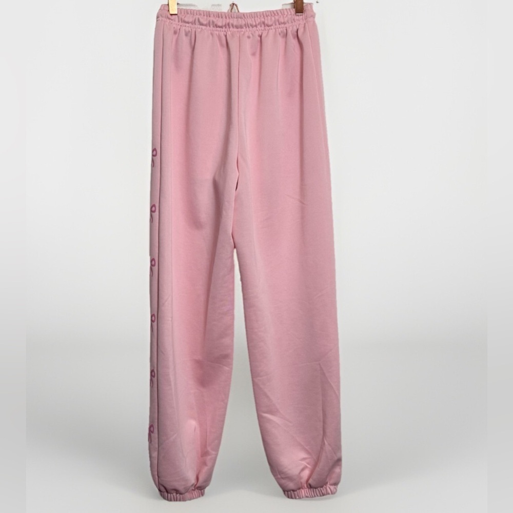 SHEIN Pink Jogger Track Pants Bow Print Size S - Picture 3 of 11
